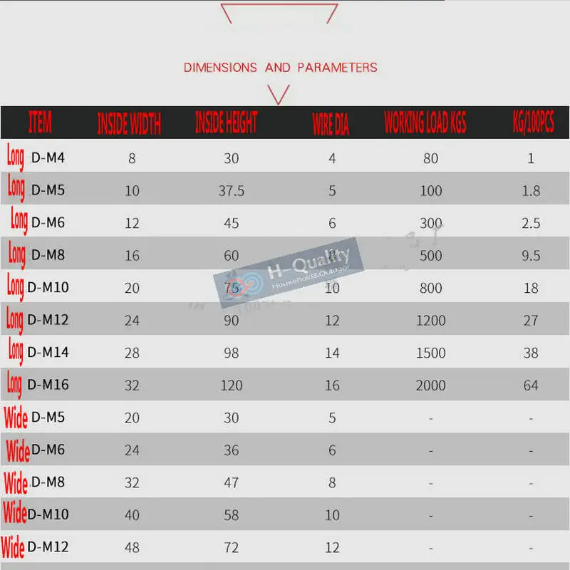 HQ AC1 AISI304 Long Straight D Shackle or AISI316 Extra Wide Shackle Stainless Steel Anchor Chain Wire Rope Connector stainless steel shackle