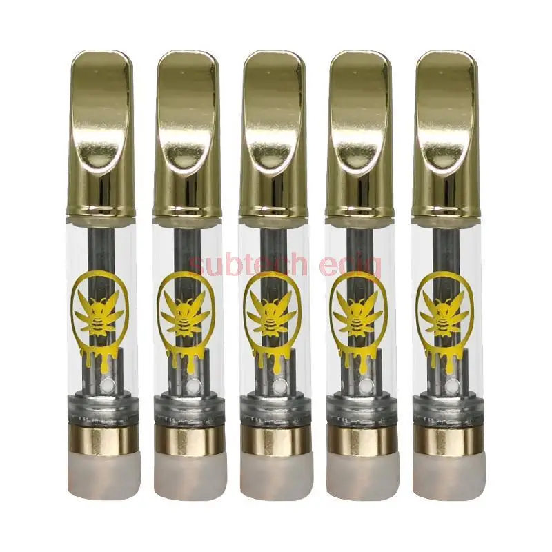 50pcs CA Honey Vape Carts 510 Cartridges Atomizers 0.8ml 1.0ml Gold Mouthpiece Ceramic Coil Thick Oil Vaporizer E-Cigarettes