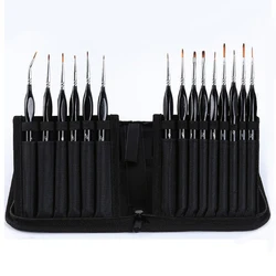 15pcs Detail Paint Brush Set Fine Miniature Paint Brushes Kit with Ergonomic Triangular Handle Travel Bag for Acrylic Watercolor