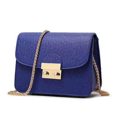 Модные летние брендовые сумки, женские кожаные сумки на цепочке, маленькие сумки-мессенджеры, яркие цвета, женская сумка на плечо, вечерние кошелек с замком - Цвет: Blue