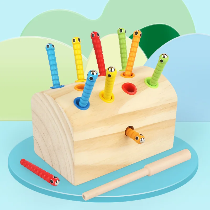 

Magnetic Catch Worm Fishing Toys Children Caterpillar Catch Insects Game Early Childhood Educational Force 1-3-6 a Year of Age B