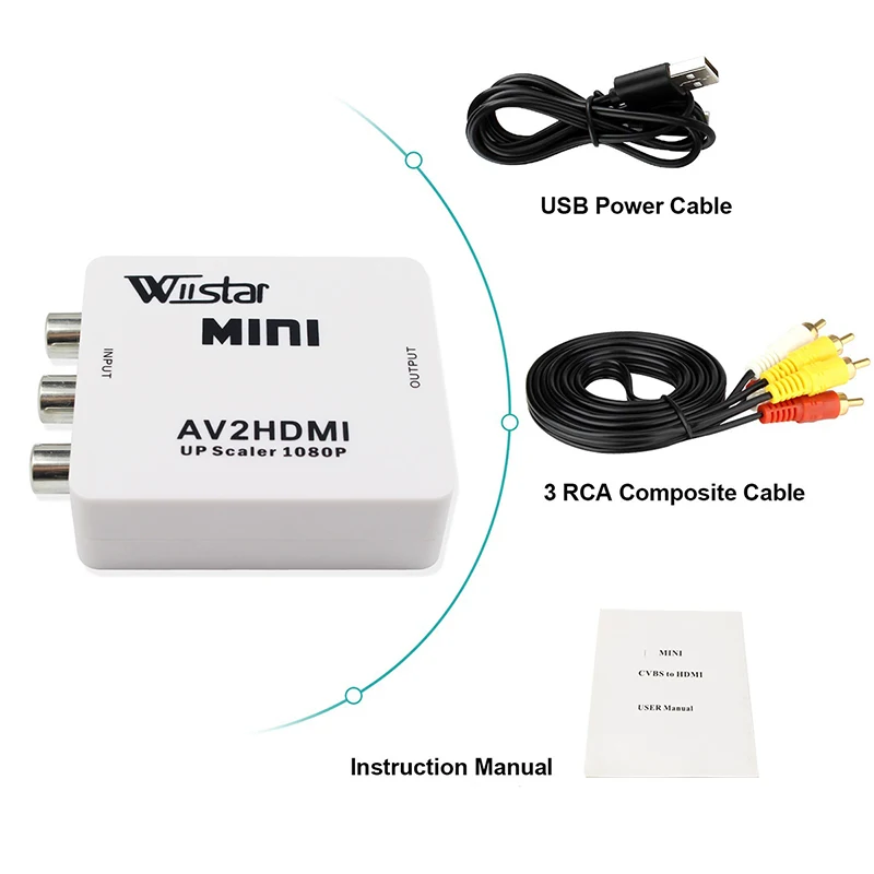 Преобразователь аудиосигнала RCA в HDMI 1080P композитный CVBS AV к адаптер Поддержка