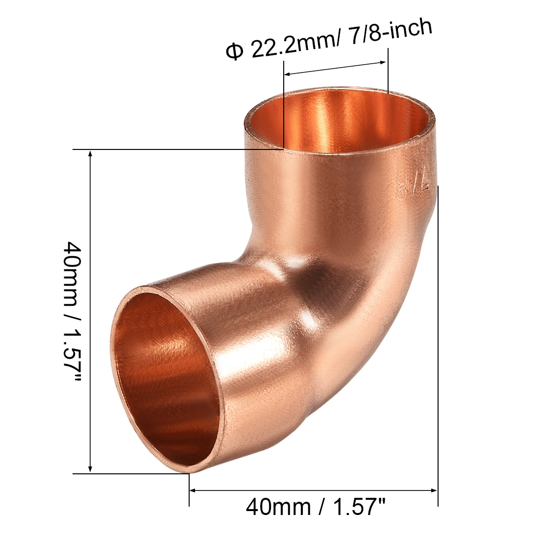 ID de 3//4 pulgadas 90 grados giro corto codo De Cobre Cobre Tubo montaje para fontanería