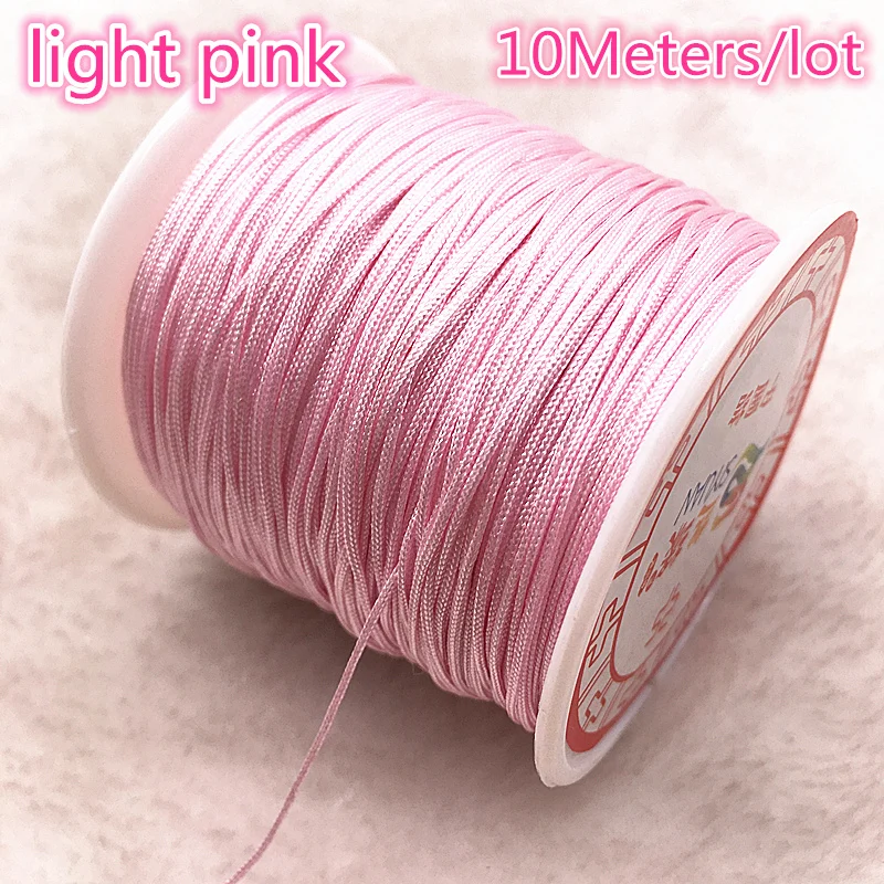 light pink 10 м/лот 0,8/1,0 мм нейлоновый шнур, китайский узел, шнур макраме, браслет, плетеная веревка, сделай сам, кисточки вышивка бисером, нить - Цвет: light pink