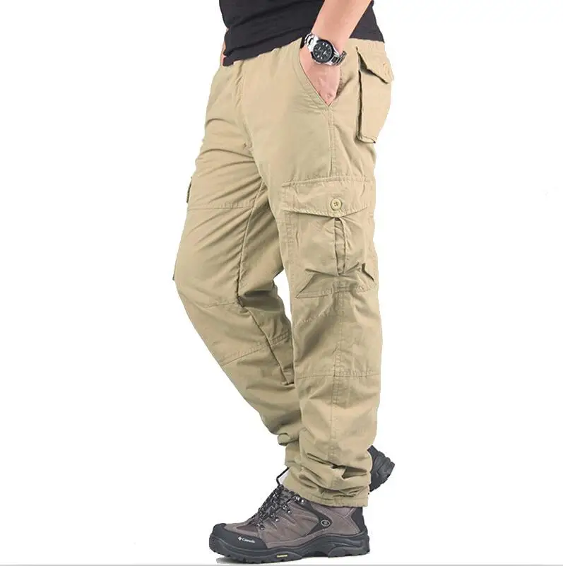 CK01 Khaki Теплые флисовые брюки карго мужские зимние тактические военные штаны утолщенные повседневные хлопковые армейские рабочие брюки бомбер плюс размер 3XL - Цвет: CK01 Khaki