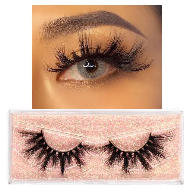 FOXESJI Makeup Eyelashes 3D Mink Lashes Fluffy Soft Wispy Natural Cross Eyelash Extension Reusable Lashes Mink False Eyelashes E14