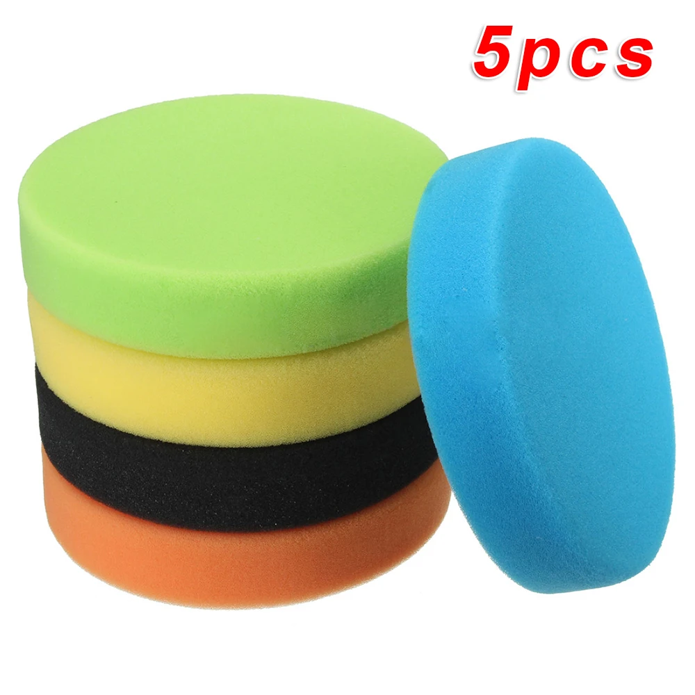 5Pcs Car Polishing Pads 5inch 125mm Flat Sponge Buffing Disc Vehicle