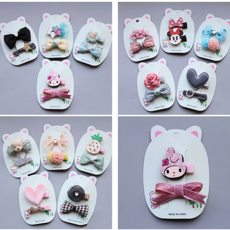 10set/lot Creative Styles Children Princess Girl Toddler Heart Fruit Hair Clip Bow Flower Mini Barrettes Party Star Kids Hairpin |