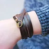 Kirykle Vintage Bohemian style jewelery  multilayer  wrap genuine leather bracelet for men and women Embossing  letter bracelet ► Photo 3/6