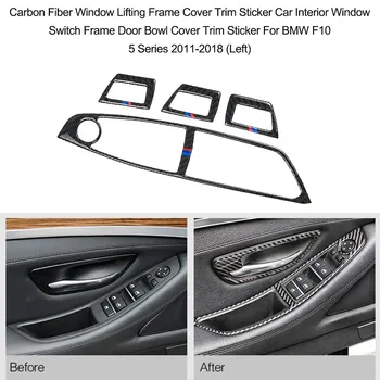 

New Window Lifting Frame Cover Trim Sticker Car Interior Switch Frame Door Bowl Sticker For BMW F10 5 Series 2011-2018 (Left)