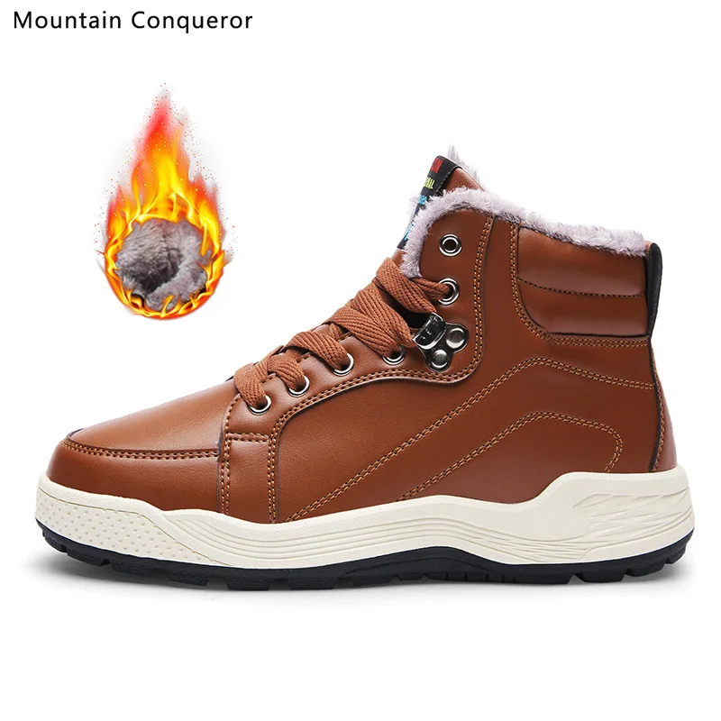 Горные Conqueror/брендовые теплые плюшевые мужские зимние ботинки из ...
