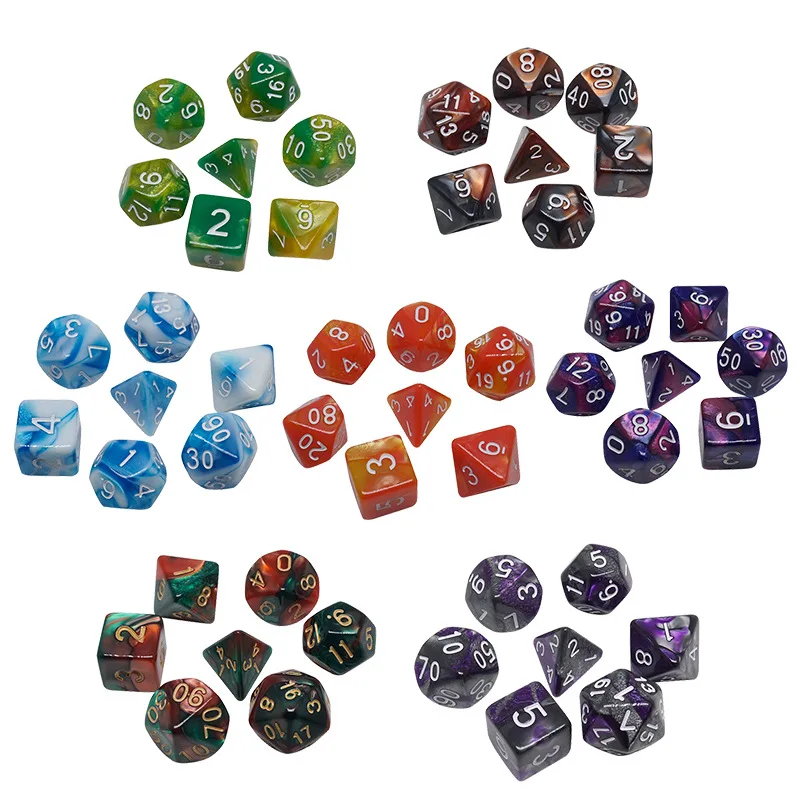 7 шт./компл. многогранные DnD смешанные Цвет кости для ролевой игры Подземелья и