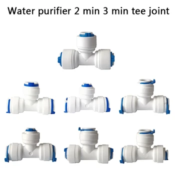 

T Type Reverse Osmosis Aquarium Quick Fitting 1/4" 3/8" OD Hose Equal Connection Tee RO Water Plastic Pipe Coupling Connector