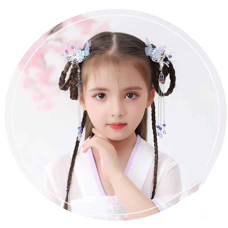 Hanfu тиара Финч девушка антикварный зажим шаг бахромой красивая супер фея аксессуары для волос милая девушка бабочка ювелирные изделия