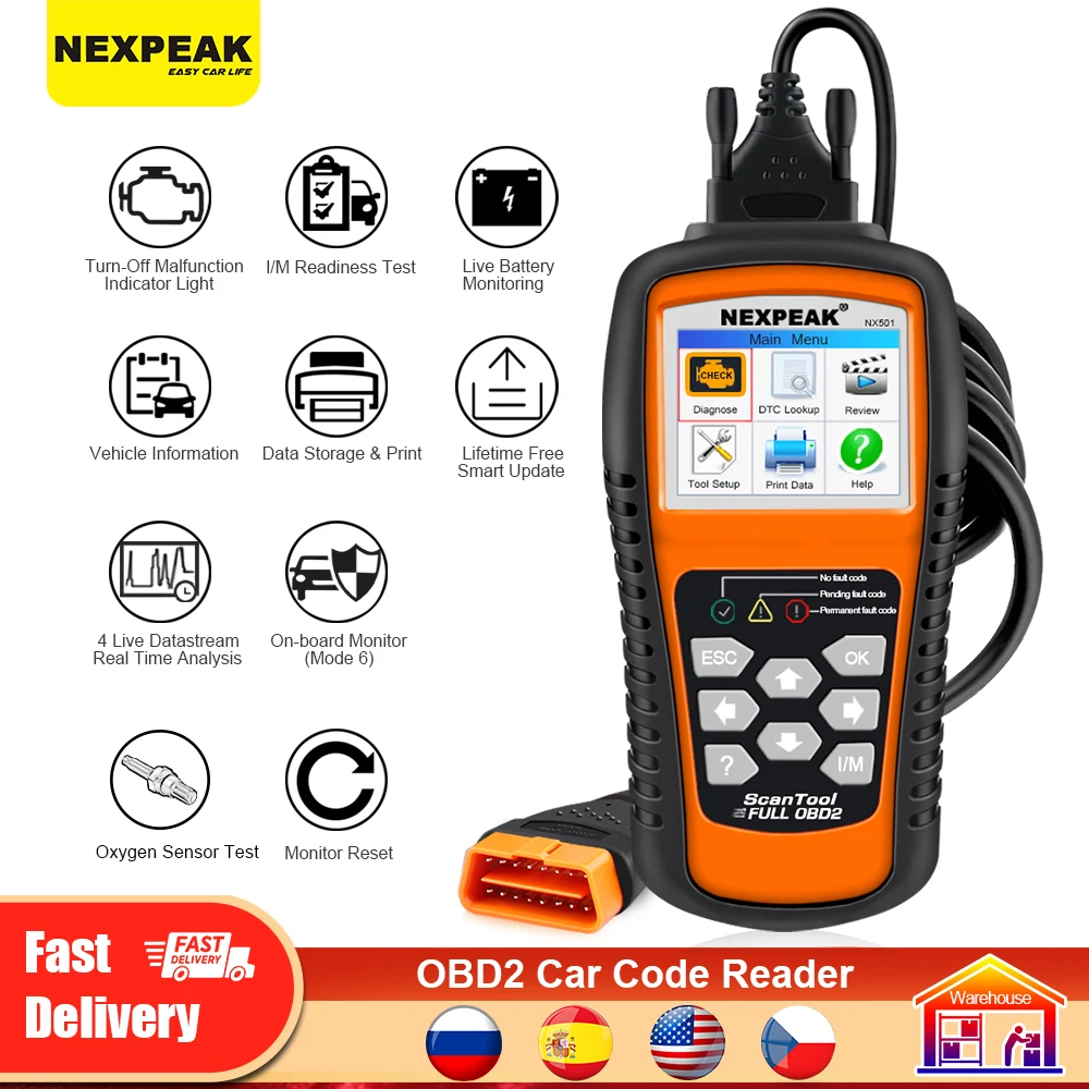 OBD2 Universal Car Diagnostic Scanner Code reader Vehicle Tool NEXPEAK NX501 