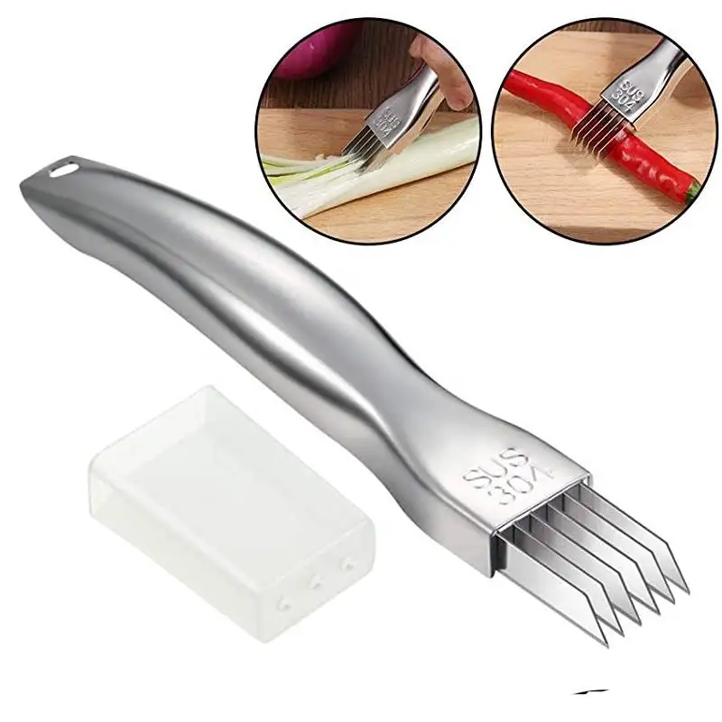 Stainless Steel Vegetable Garlic Cutter Shred Silk Knife Green Onion Slicer Food Chopper for Kitchen Potato Scallion Fruit Kiwi fruit slicer garlic chopper food slicer vegetable shredder
