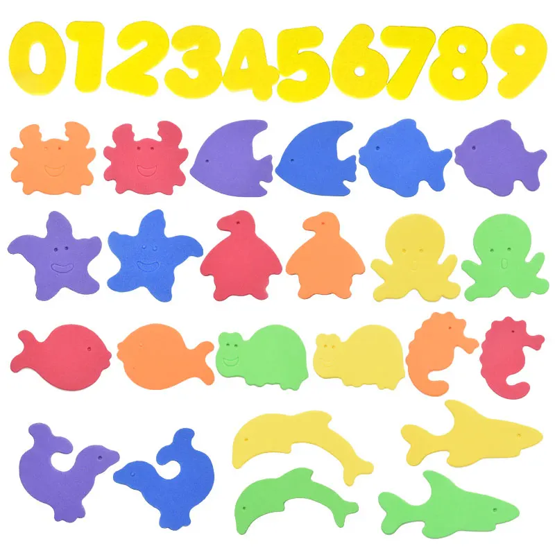 36PC Animal Traffic Digital Alphabet Sticker EVA Bath Toy Safety Soft Floating Cognitive Bathroom Water Toy Baby Educational Toy 8