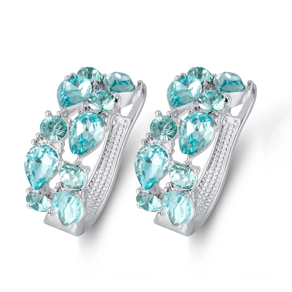 Классические серьги-кольца для женщин, модные женские серебряные серьги с разноцветными кристаллами и цирконием, модные ювелирные изделия