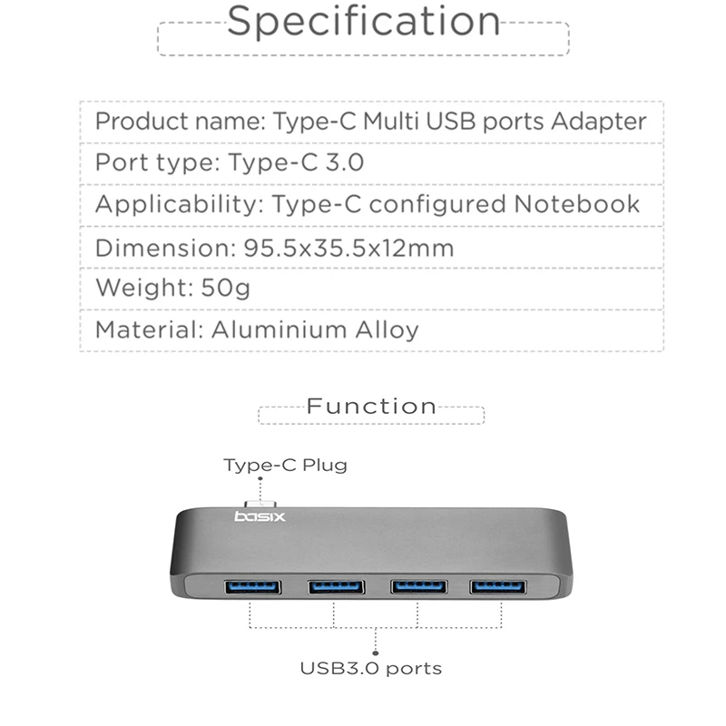 BKSCY Тип c концентратор до 4 порта Мульти USB 3,0 Otg концентратор Высокоскоростной 5 Гбит/с USB 3,1 разветвитель для MacBook Pro huawei P30/P20 type c usb концентратор