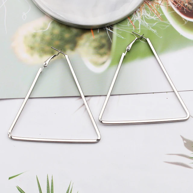 Fashion Korea Geometric Hoops Earring For Women Gold Color Punk Style Rings Women Earring Fashion Jewelry 2021 Trend,1 Pair 5