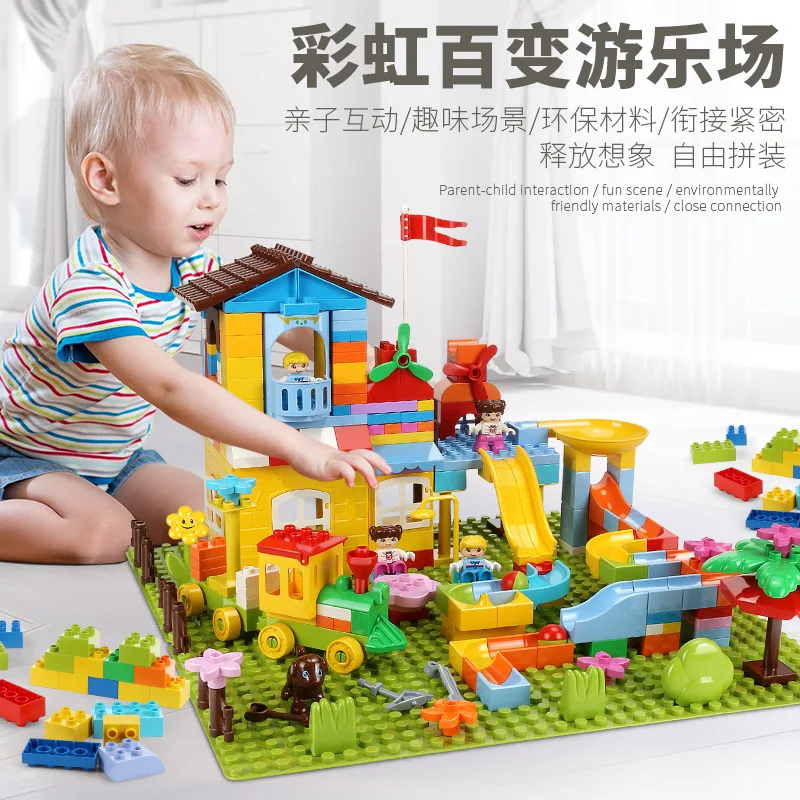 

Kaka Belle Large Particles Scene Building Blocks Slide Ball Bearing Building Blocks Children'S Educational Assembled Toys Compat