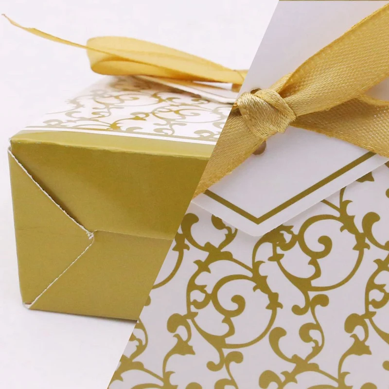 NEW-100Pcs Свадебные любимые конфеты коробки сумки с лентой силиконовые формы для выпечки подарок вечерние украшения
