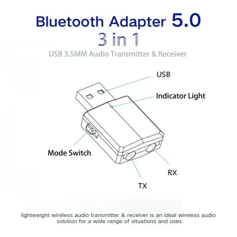 USB Bluetooth адаптер 5,0 музыкальный аудио приемник передатчик беспроводной для домашнего офиса TU-shop