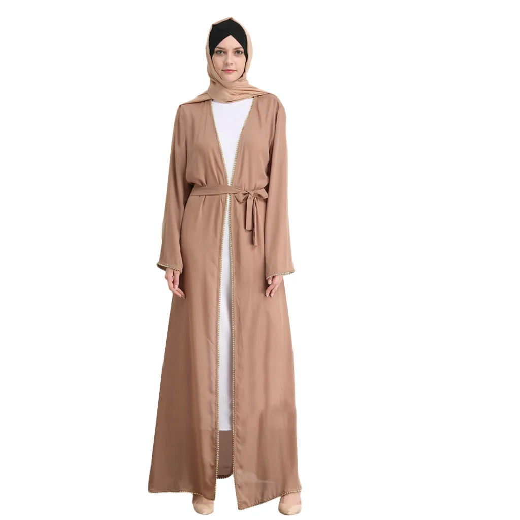 Khaki Новая Абая в Дубае платье мусульманское платье Burqa Kuftan мусульманское летнее горячее Rrilling Бисероплетение модные вышитые бисером свободные платья - Цвет: Khaki