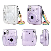 Besegad Transparent Protective Camera Case PU Leather Bag Pouch Shoulder Strap for Fujifilm Instax Camera Mini 11 Accessories