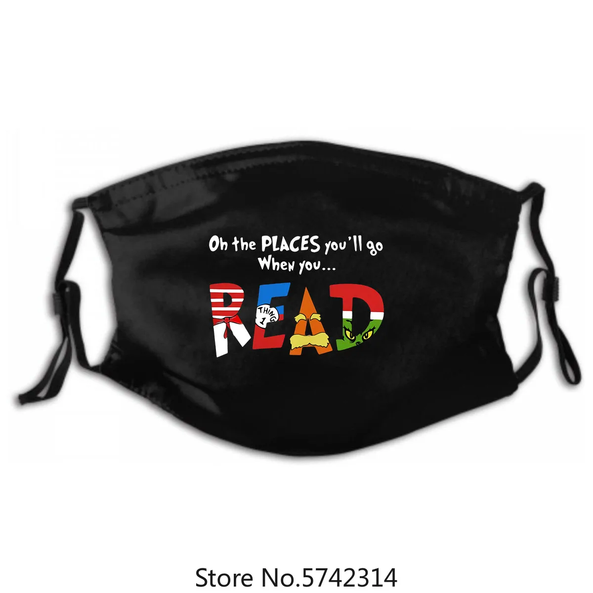 

On The Places Youll Go When You Read Teacher Mask Washable Reusable Mask with PM2.5 Filters 5 Layers of Protection