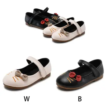 

New Newborn Baby Girl Bow Princess Shoes Soft Sole Crib Leather Solid Buckle Strap Flat With Heel Baby Shoes 2 Colors