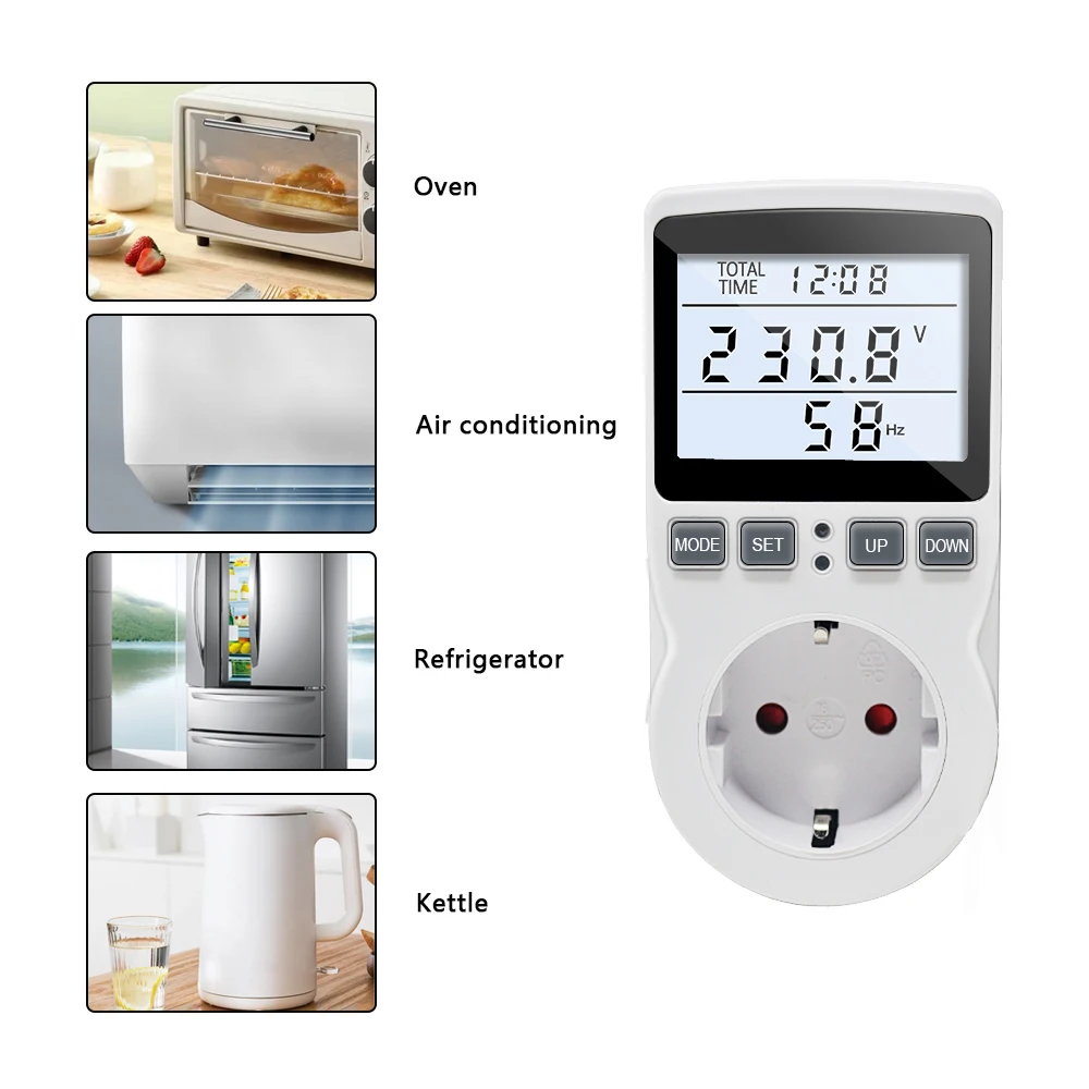 metric tape measure EU Plug AC Power Meter Digital Wattmeter Watt Monitor Electricity Consumption Power Analyzer Energy Meter Measuring Socket audio vu meter