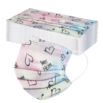

50PCS Disposable Face Mask Adult Christmas Mask Heart Printing Disposable Masks Fast Delivery Free Shipping Mascarilla Masker