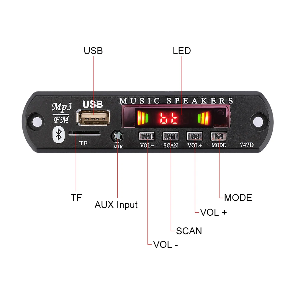 Плата декодера AIYIMA с поддержкой Bluetooth 12 В постоянного тока USB TF FM AUX|Усилители