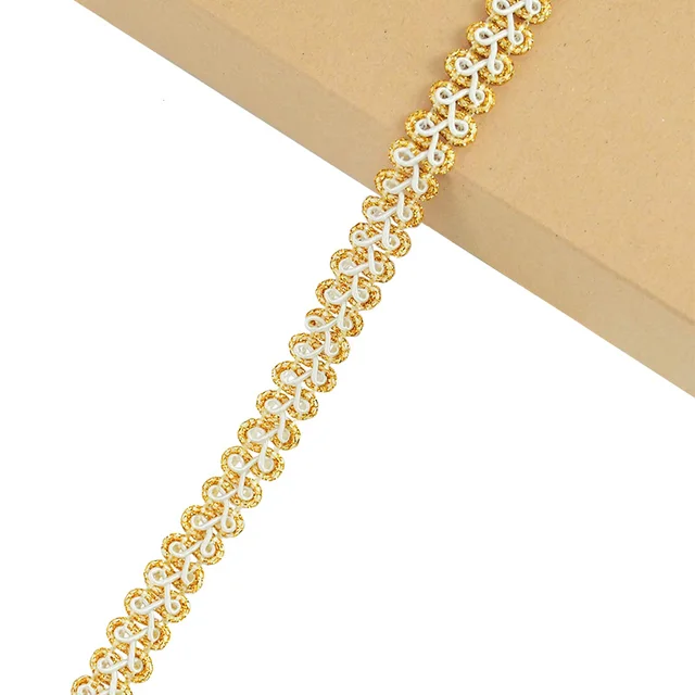 5yards Gold Silver Centipede Braided Lace Ribbon Sewing Fabric Trim DIY Clothes Handmade Accessories Wedding Party Decoration B05