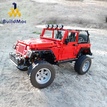 

BuildMoc Mechanical Pull Back Jeeped Off-road Vehicle Building Blocks For City Technic Car Bricks Toys For Boys