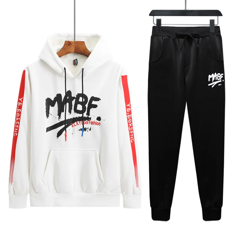 Hoodie Plus Velvet Thick Set New Style Men'S Wear Teenager High School Student Uniform Autumn Men's