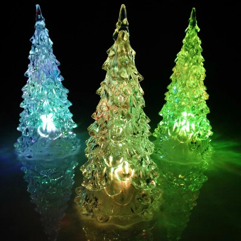 Christmas Tree LED Night Light Crystal Christmas Night Lamp Colorful Changing Desktop Decoration Party Supplies