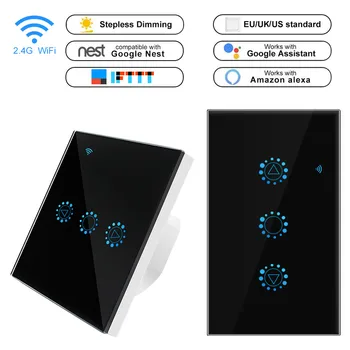 

Wifi Light Smart Dimmer Switch WiFi Smart Wall Touch Light Switch Glass Panel Wireless Remote Control by Mobile APP Anywhere