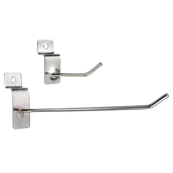 

NEW-50 Pcs Slatwall Single Hook Pin Shop Display Fitting Prong Hanger, 25 Pcs 50mm & 25 Pcs 150mm