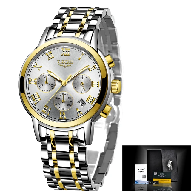 LIGE 2021New Gold Watch Women Watches Ladies Creative Steel Women s Bracelet Watches Female Waterproof Clock