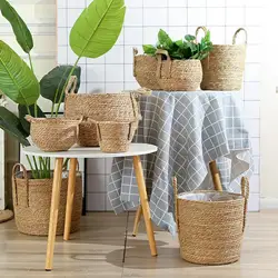 Panier de rangement en rotin pour Pots de fleurs, panier en osier tissé à la main, organisateur d'articles divers, fournitures de décoration de jardin de maison, panier de fleurs mural 