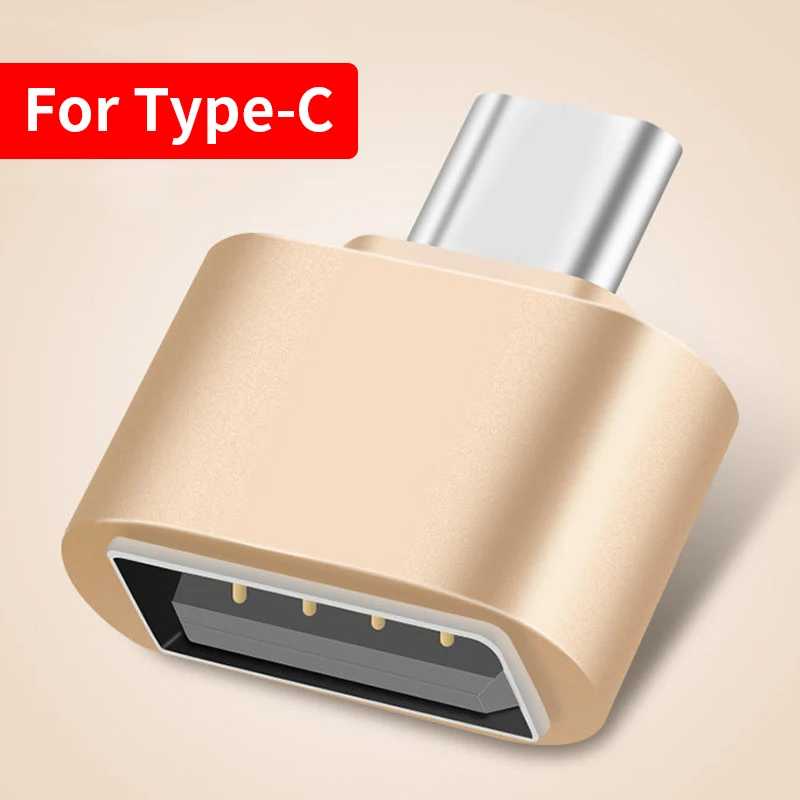 GETIHU OTG Micro USB 2,0 type C адаптер конвертер для Xiaomi samsung huawei type-C Android разъем Мышь Клавиатура флэш-диск - Цвет: Gold For Type-C