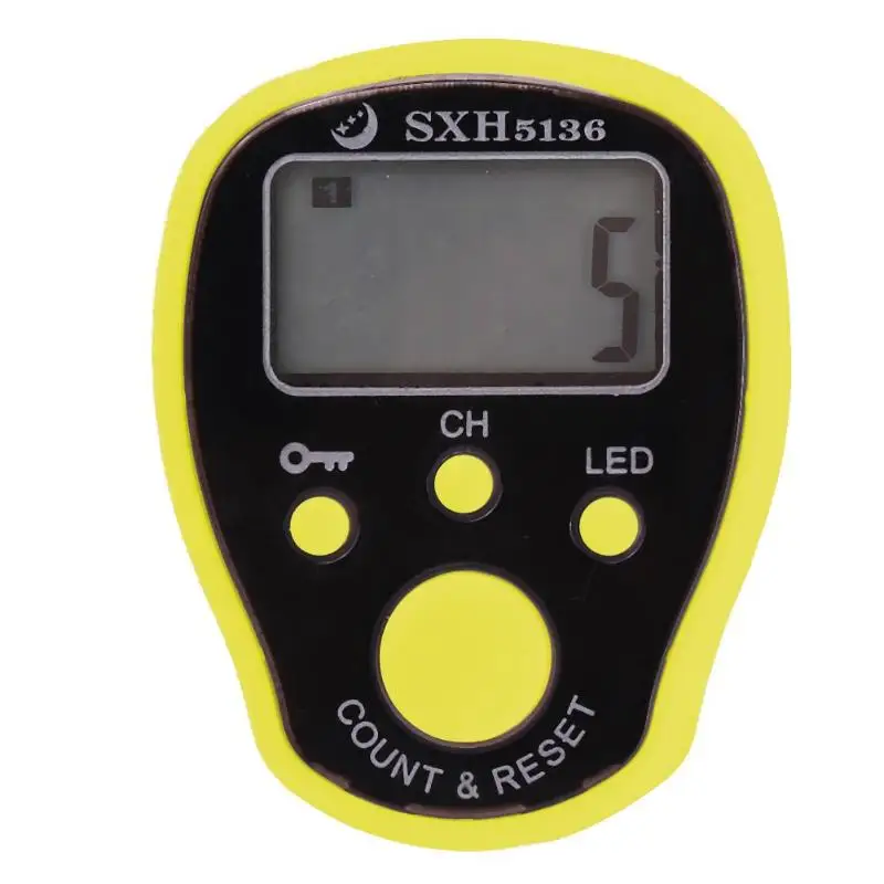 0-99999 счетчик пальцев светодиодный электронный цифровой счетчик стежка маркер ряд ABS пластмассы AG3 Кнопка батарея 45x35x10 мм - Цвет: Цвет: желтый