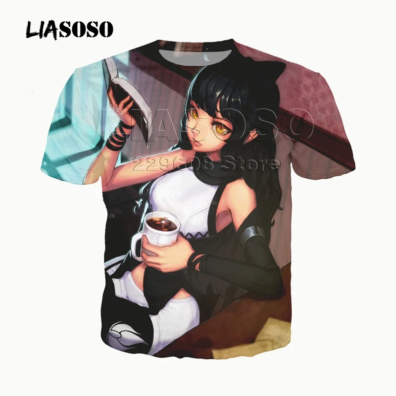 17 LIASOSO 3D принт для женщин и мужчин аниме косплей RWBY Kawaii девушки Рубиновая футболка «розы» летняя футболка хип-хоп пуловер повседневные топы - Цвет: 17