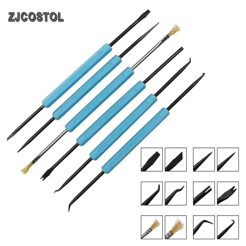 ZJCOSTOL 6 in 1 Steel Solder Assist BGA PCB Repair Tool Set Precision Electronic Components Welding Grinding Cleaning Hand Tools best soldering station