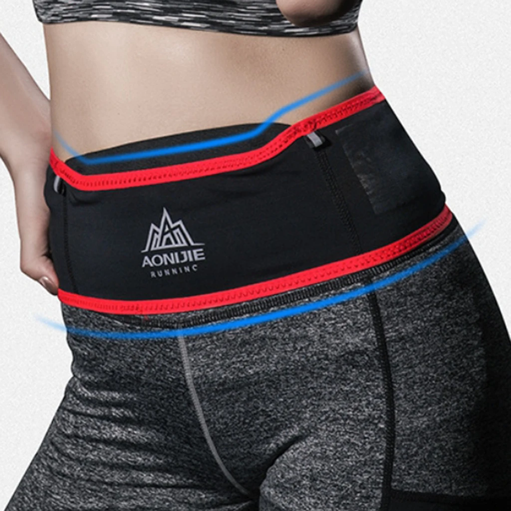 AONIJIE Slim Running Waist Belt Jogging Bag Fanny Pack Travel Money Marathon Gym Trail 6.9'' Phone Holde w/ Reflective Strip