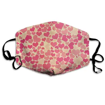 

Red Heart Pattern Washable Reusable Mask, Cotton Anti Dust Half Face Mouth Mask For Kids Teens Men Women With Adjustable Ear