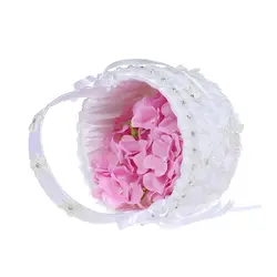 Белый цветок девушка корзина лепестки Букеты кружева цветок и лента бант декоративные для свадьбы красивое украшение 1 шт