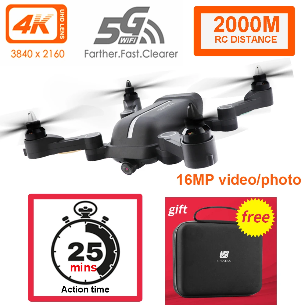 GPS Квадрокоптер профессиональная 4K камера 16MP видео Дрон RC бесщеточный 2000m